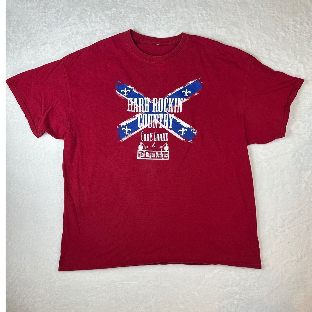 Cody Cooke The Bayou Outlaws Signed Shirt Mens XL Red Hard Rockin Country Tee
